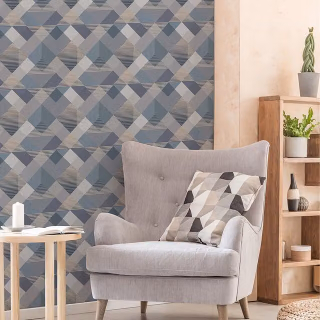 Superfresco Easy Kaleidoscope Geometric Abstract Wallpaper in Blue
