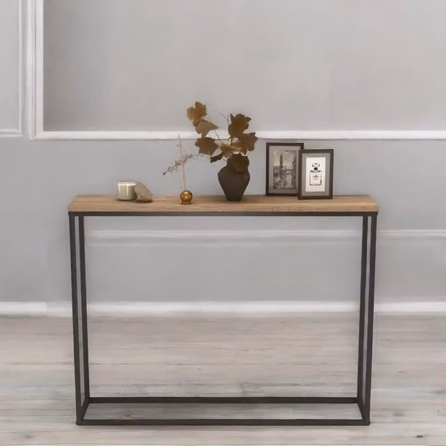 Rafaelo Mobilia Freestanding Slim Hallway Console Table, Brown, W/D/H: 100.5 x 24.0 x 75.5 cm – 1
