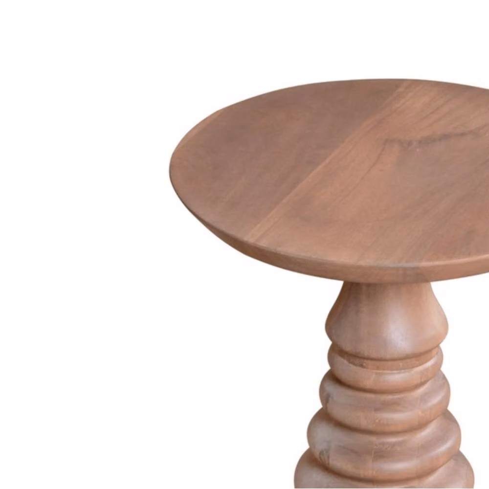 Wyld Haus Chicago Round Mango Wood Side Table in Brown – 3