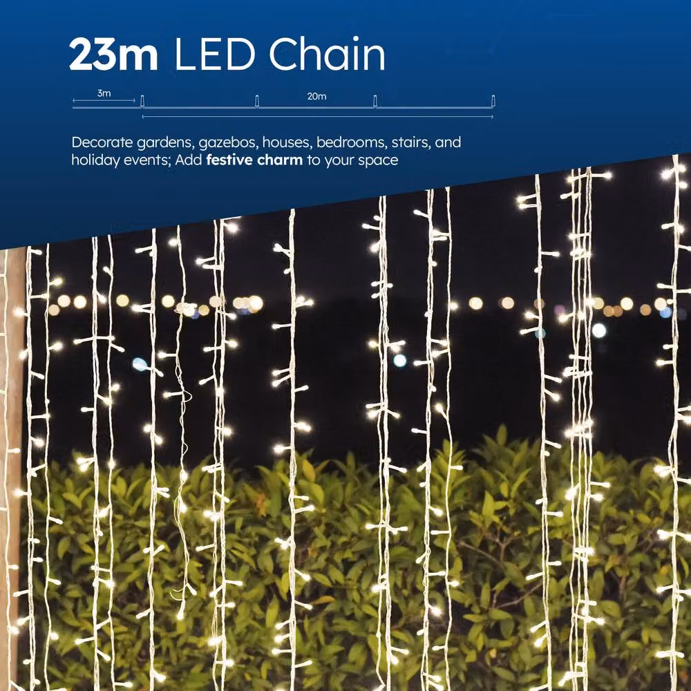 Desiretech LED Waterproof Plug-in String Lights in Cool White with Remote Control, Timer and Dimmer Function – 5