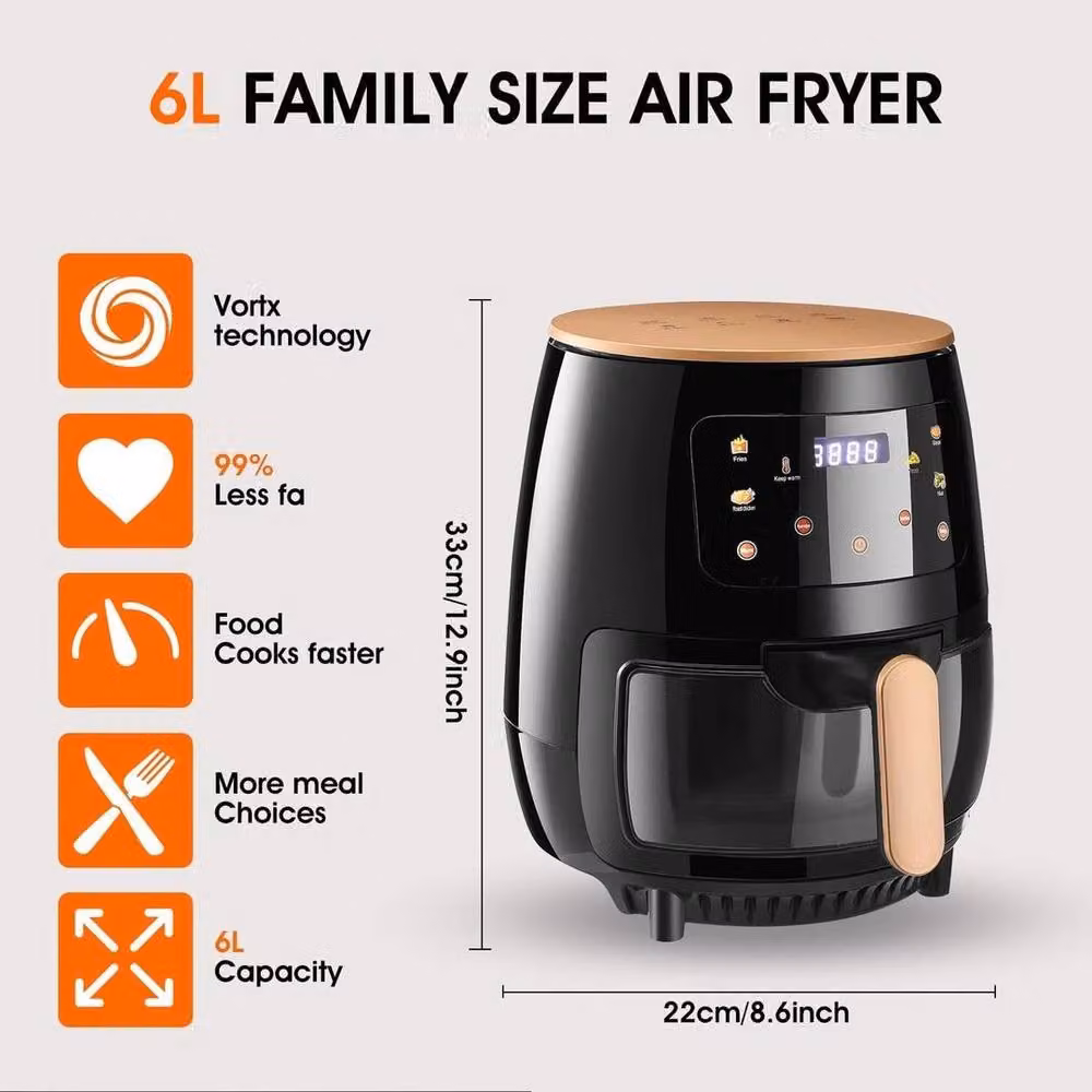 PAWNORA 6L Auto Air Fryer with Viewing Window in Black – 2