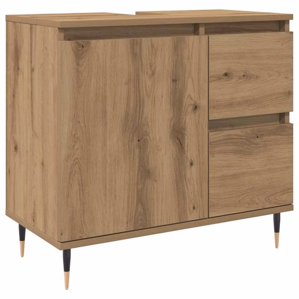 Berkfield Home Artisan Oak Bathroom Cabinet in Brown, W: 65 cm, D: 33 cm, H: 60 cm – 2