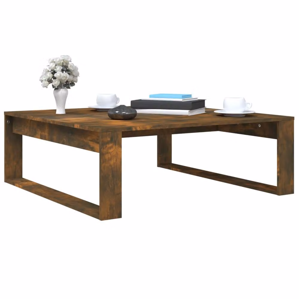 Berkfield Home Smoked Oak Coffee Table in Brown, W/D/H: 100 x 100 x 35 cm – 3