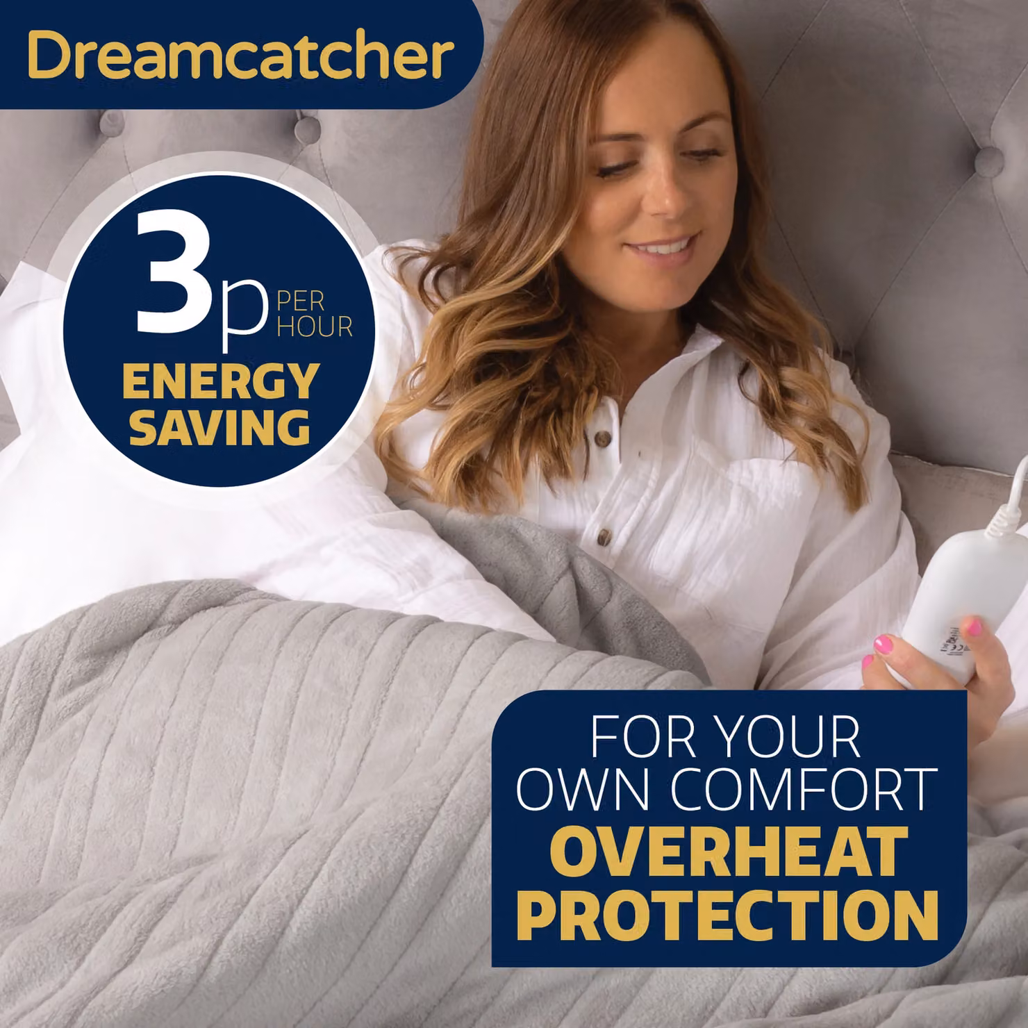 Dreamcatcher XL Electric Heated Double Fleece Throw Blanket in Silver – 4