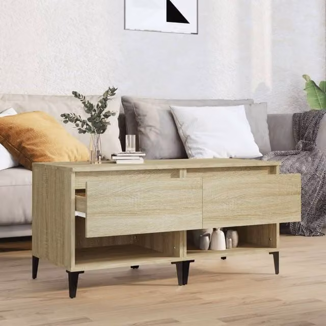 Berkfield Home Sonoma Oak Side Tables, Set of 2, Light Tan, W/D/H: 50 x 46 x 50 cm