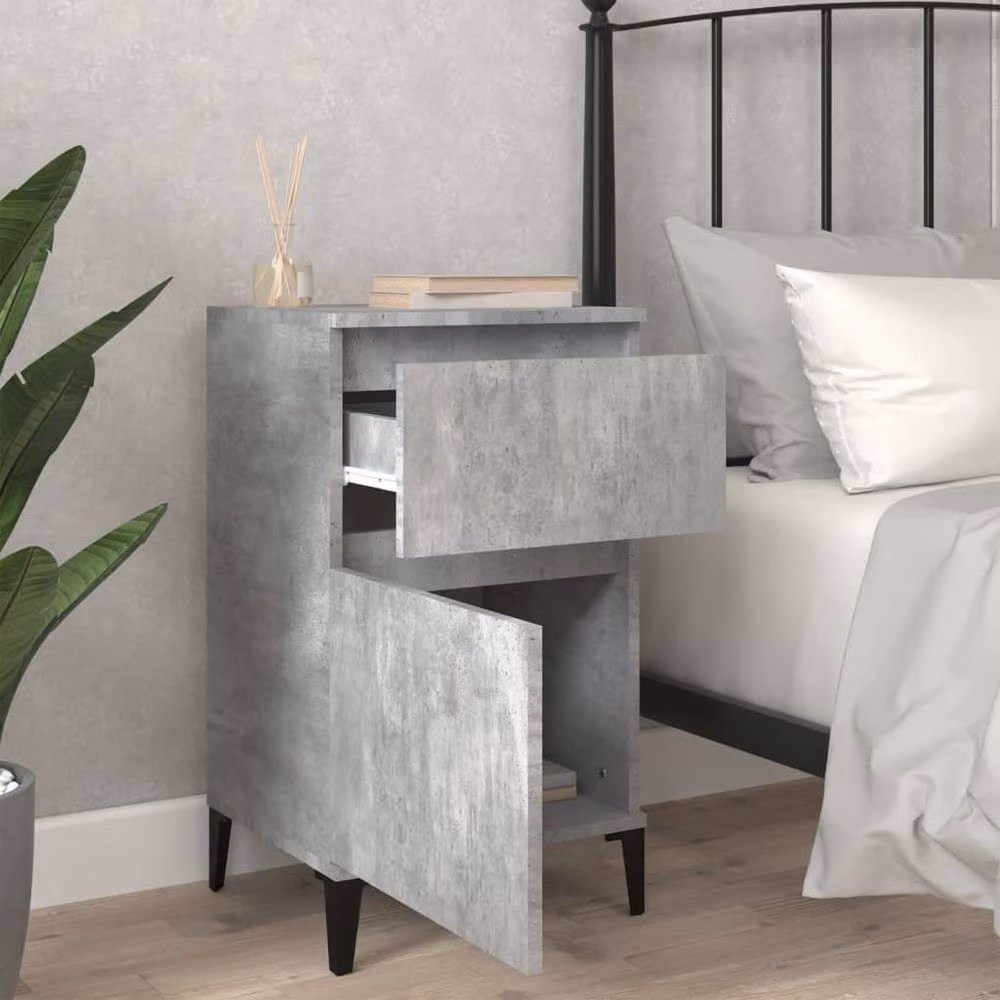 Berkfield Home Bedside Cabinet in Concrete Grey, W/D/H: 40 x 35 x 70 cm – 2