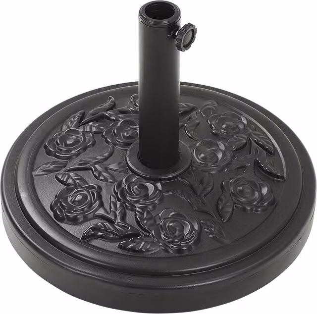 Livingandhome Black Concrete and Metal Garden Parasol Base Stand
