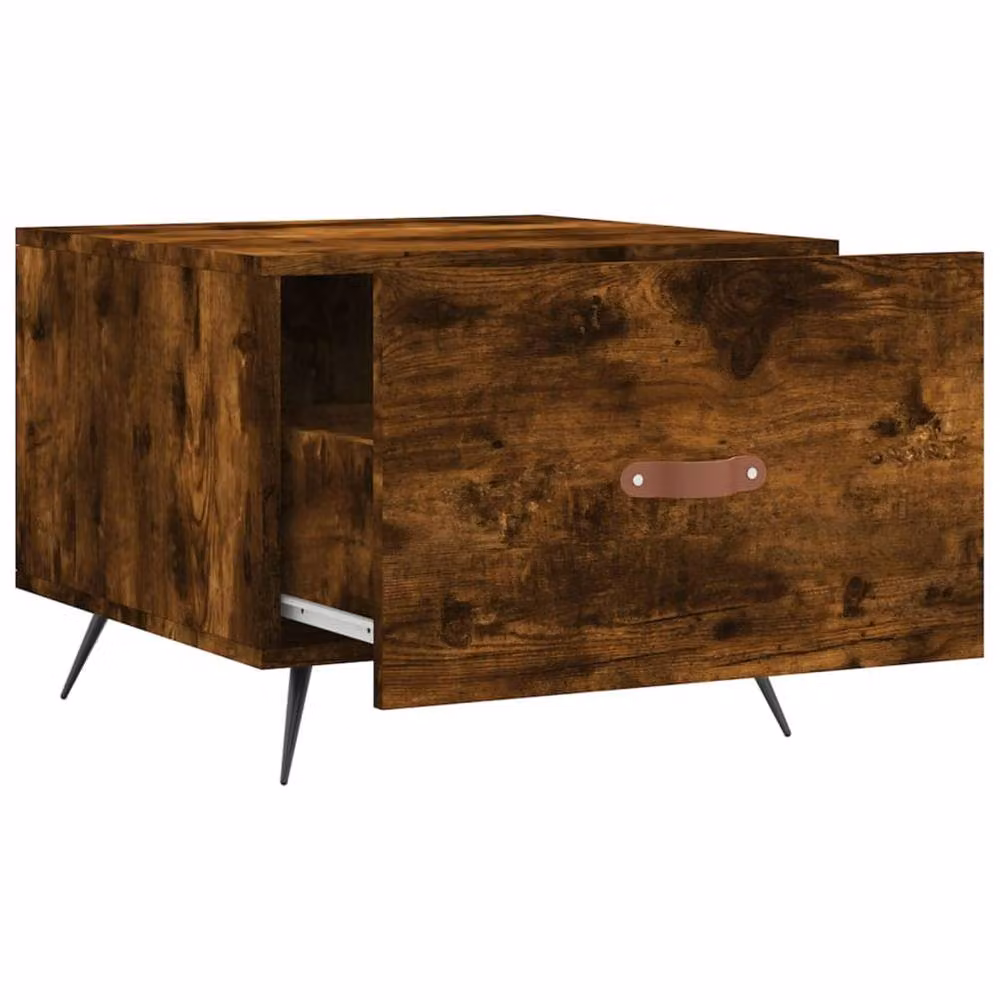 Berkfield Home Smoked Oak Coffee Table in Brown, W/D/H: 50 x 50 x 40 cm – 4