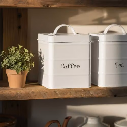 Harbour Housewares Metal Coffee Storage Canister with Airtight Lid, White – 2