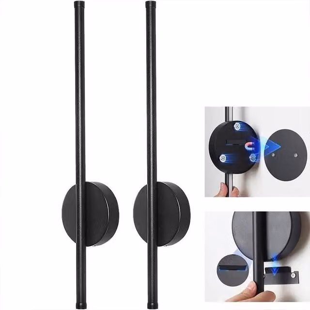 Kelvenix Set of 2 Black Battery Operated Dimmable LED Wall Lights