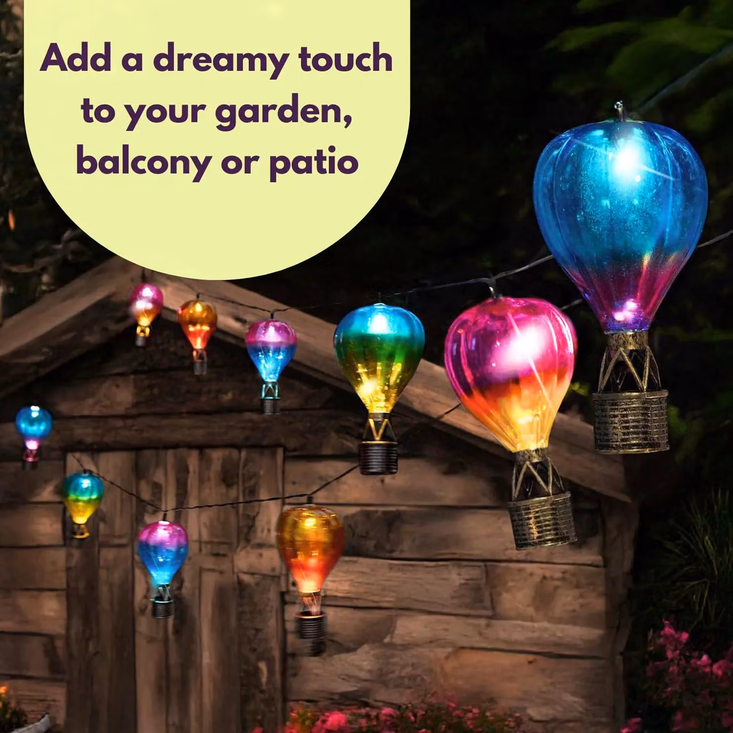 Marco Paul Multicoloured Solar Powered LED Hot Balloon String Lights with Dusk Sensor – 4
