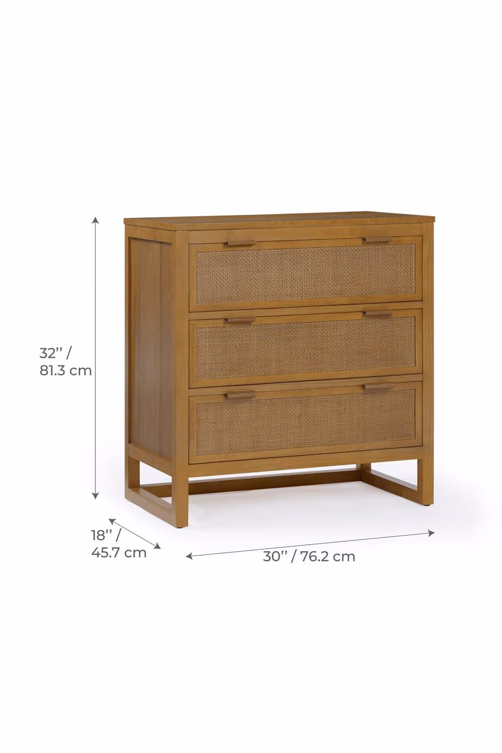 Teamson Home Hatteras 3 Drawer Bedroom Dresser in Natural Sand/Beige/Brown, H: 76 cm, W: 81.3 cm, D: 34 cm – 5