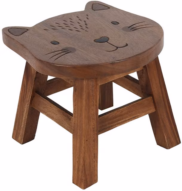 KDMK Brown Wooden Cat Stool, Height: 26 cm
