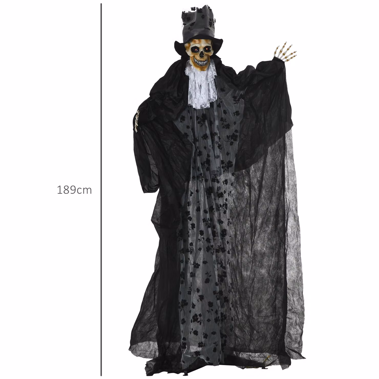 Outsunny Life Size Outdoor Halloween Ghost Bridegroom Animated Decoration with Sound, Motion Activation and Light Up Eyes, Height: 189 cm, Black – 3