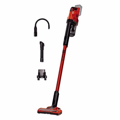 Einhell 18V PXC Cordless Bagless Stick Vacuum Cleaner in Red and Black with LED Headlight and Washable Filter – 1