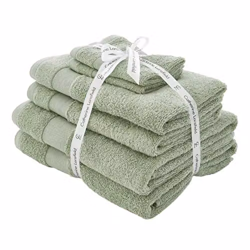 Catherine Lansfield Anti-Bacterial Cotton 6 Piece Towel Bale in Green