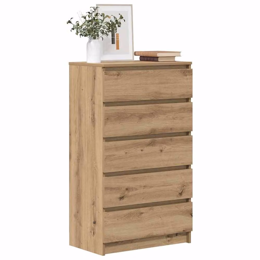 Berkfield Home Artisan Oak Drawer Cabinet in Brown, W/D/H: 60 x 36 x 103 cm – 2