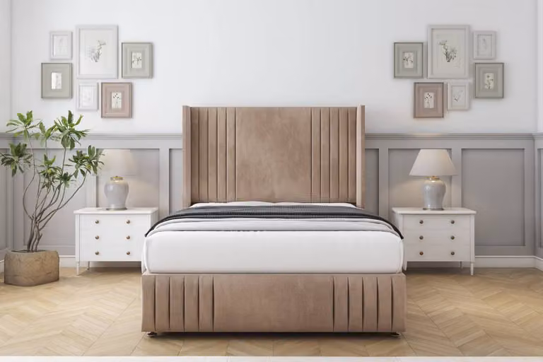 Sloomy Camden Naples Divan Set in Light Brown, Small Double, W/D/H: 120 x 200 cm