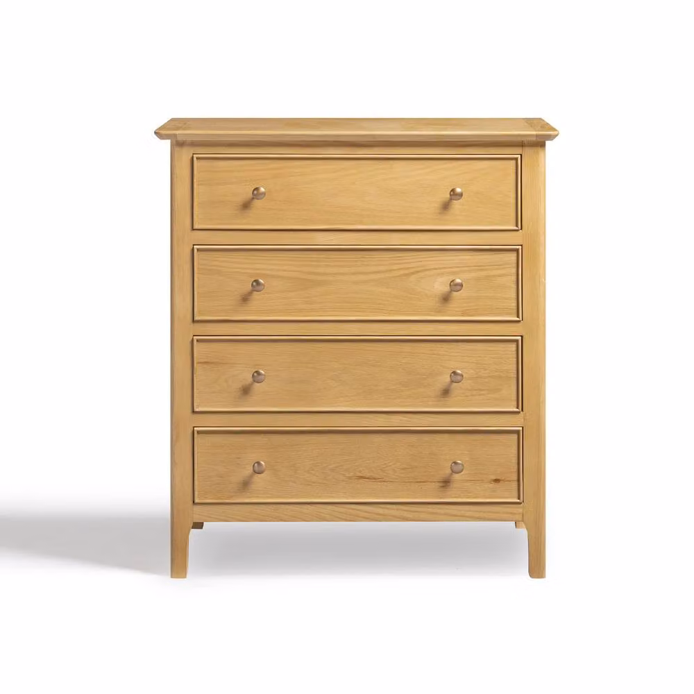 FurnitureboxUK Belle 4 Drawer Solid Oak Wood Chest of Drawers in Light Brown – 2