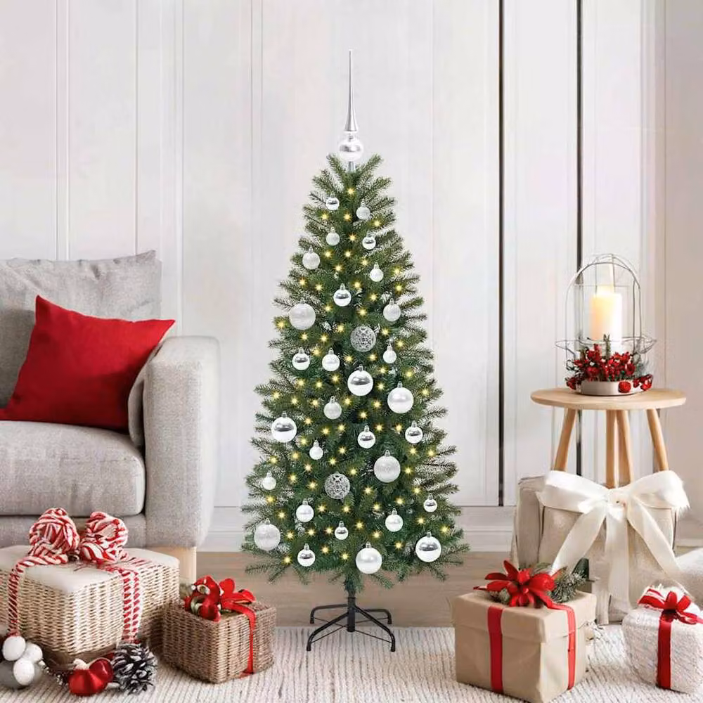Berkfield Home Elegant Green Artificial Christmas Tree with 150 LEDs, Height: 120 cm, W/D/H: 75 x 37.5 x 120 cm – 2