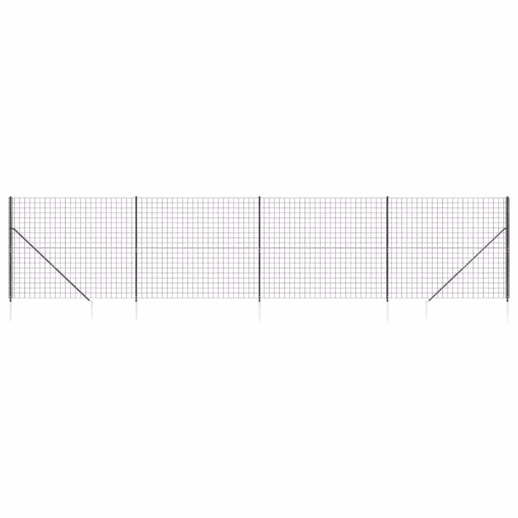 Berkfield Home PVC-Coated Steel Wire Mesh Fence with Spike Anchors, Anthracite and Black, H: 1.6 m x W: 10 m – 2