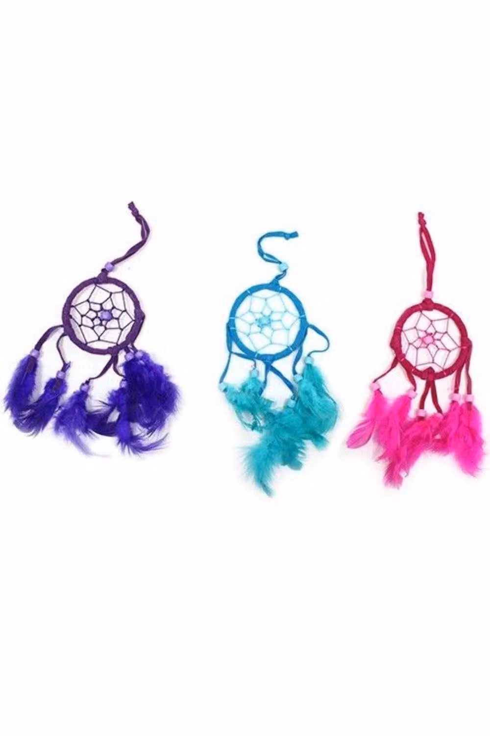 KDMD Bali Dreamcatcher Small Round Handcrafted Boho Hanging Decor in Turquoise, Pink and Purple – 1