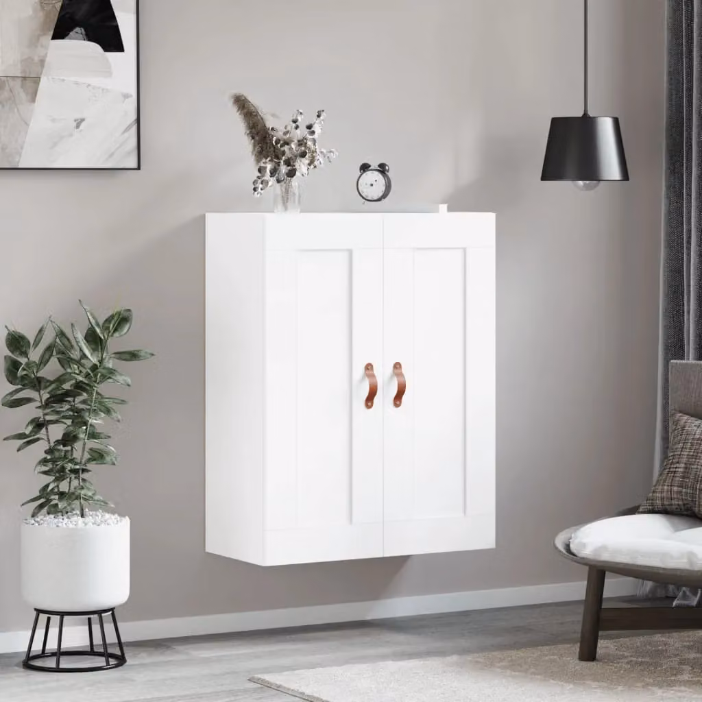 Berkfield Home White Wall Mounted Cabinet with Hinged Doors and Internal Shelves, W: 69.5 cm, D: 34 cm, H: 90 cm – 3