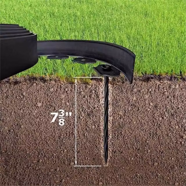 SPETLEK Black Plastic Garden Lawn and Stone Separation Edging Strip, 10 Metres