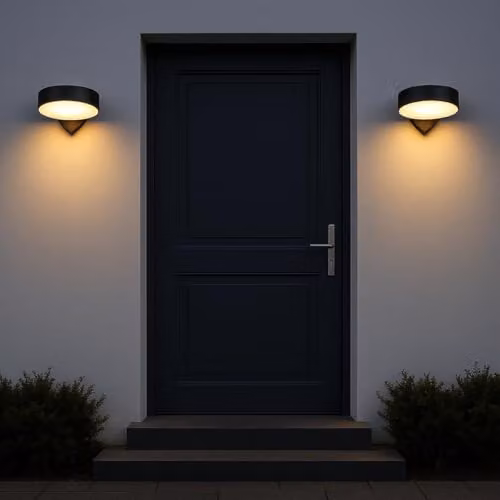 CGC Lighting Darcy Black Adjustable Round LED Outdoor Wall Light, Warm White, IP65 – 5
