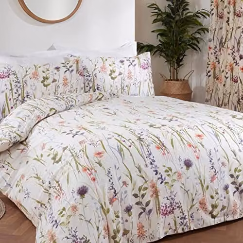 Sundour Hampshire Multi Double Duvet Cover and Pillowcase Set in Multicolour Floral Design, W/D/H: 200 x 200 cm