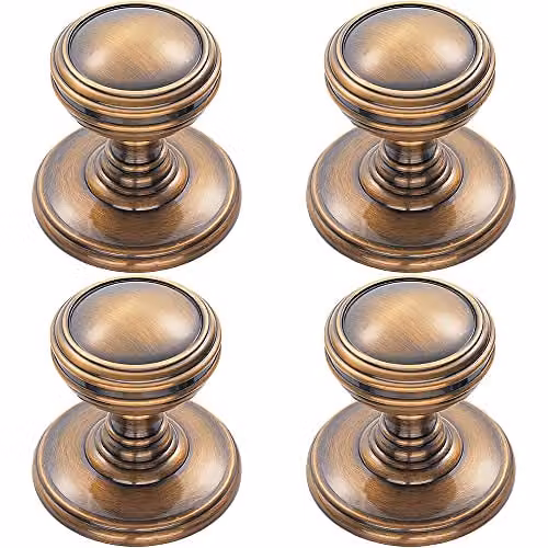 Loops 4 Pack Brushed Bronze Ringed Tiered Cupboard Door Knobs, 25mm Diameter – 1