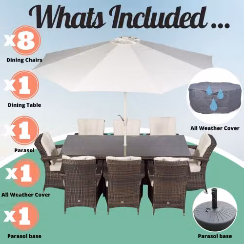 Thats Furniture Arizona 8 Seater Rattan Garden Dining Set in Brown and Grey – 3