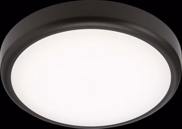 Netlighting CCT Adjustable LED Bulkhead with Black Trim, 14W, IP65, Round Surface Mount
