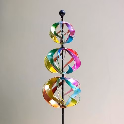 Primrose Three Sphere Multicoloured Kinetic Wind Spinner Metal Hanging Garden Decor 18.5cm – 1