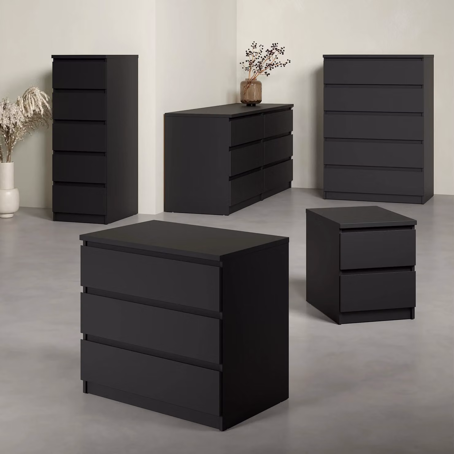 Furniture To Go Naia Minimalist Chest of 5 Drawers in Black – 4