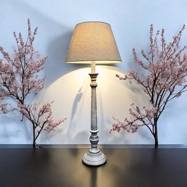Minster Table Lamp and Shade in Grey, W/D/H: 20 x 20 x 60 cm – 1