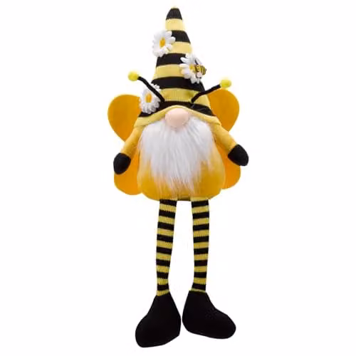 mysmartbuy Seated Buzz Gonk Bumble Bee Scandinavian Tomte Gnome Figurine in Black, Yellow and White, H45 x W20 x D11 cm – 2