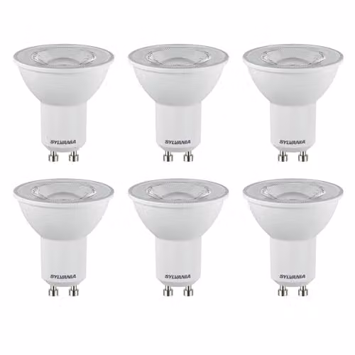 SYLVANIA RefLED ES50 LED GU10 Spotlight Bulb, 4.2W (50W Equivalent), 345 Lumens, Warm White 3000K, Pack of 6