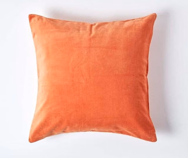 Homescapes Burnt Orange Velvet Cushion Cover, Rectangular Cotton Plain Accent Pillow, W/D/H: 50 x 30 x 0 cm – 1