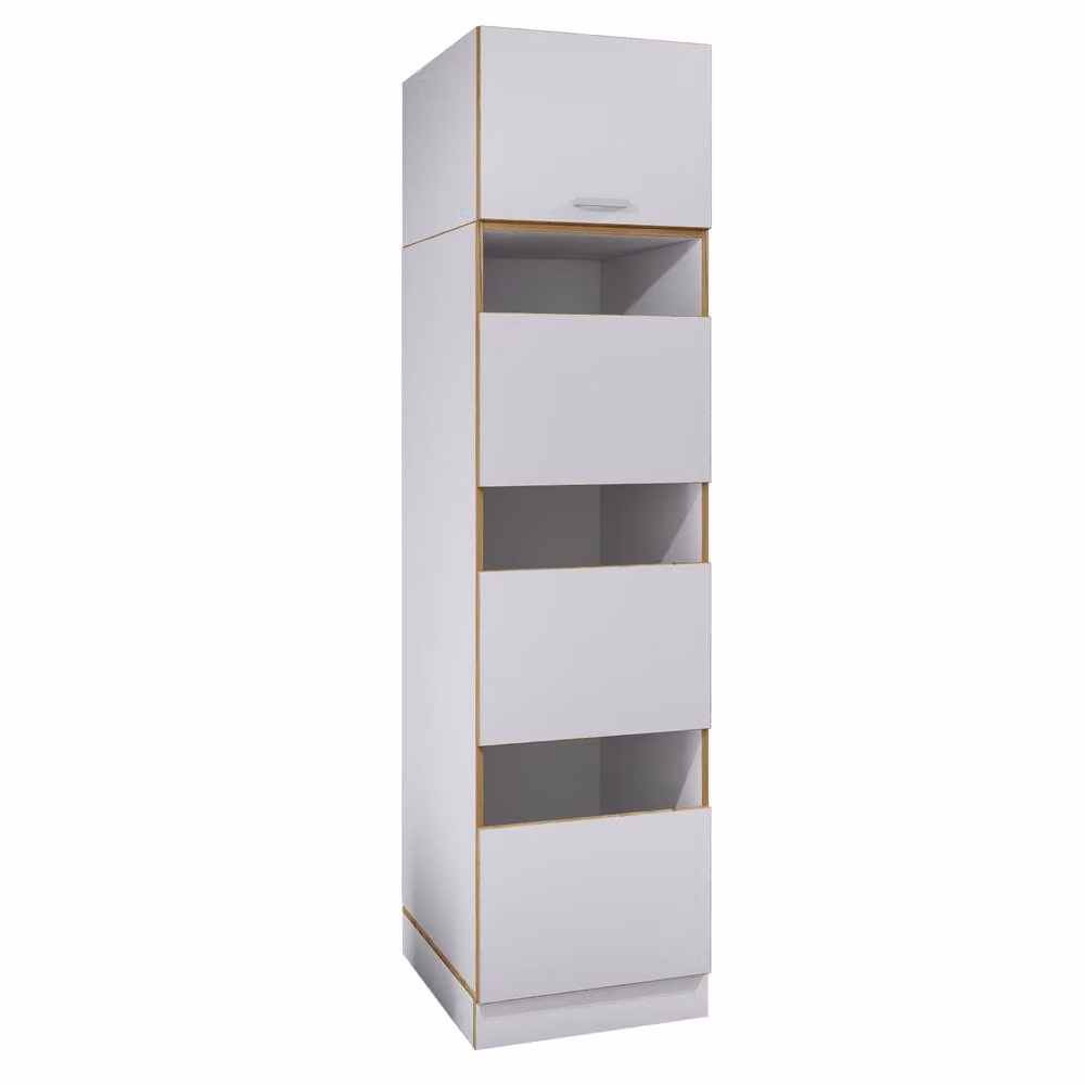 VCM Rislo Linen Cupboard in White with 4 Compartments and Hinged Doors, H 200 x W 50 x D 60 cm – 2