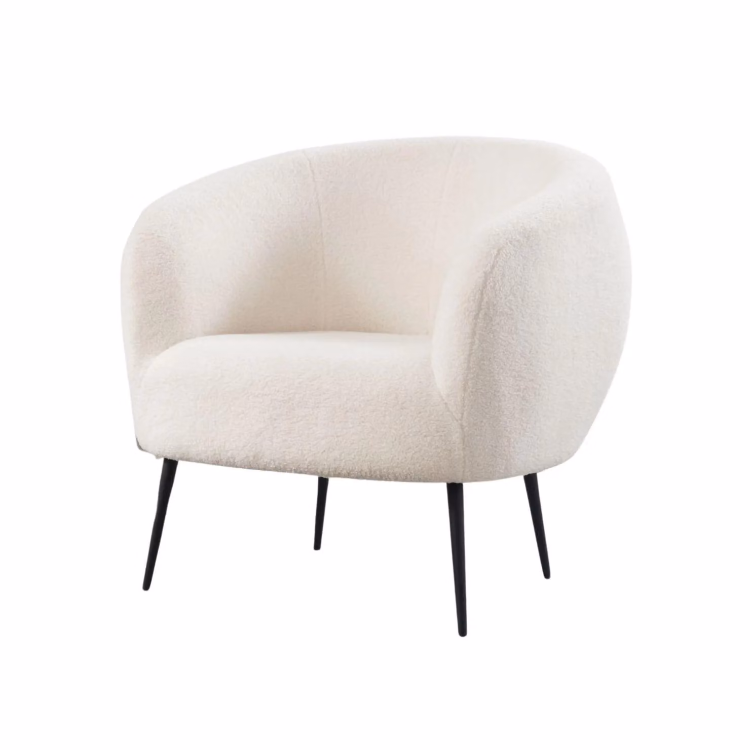 Home Source Modern White Bouclé Tub Accent Chair with Metal Frame – 2