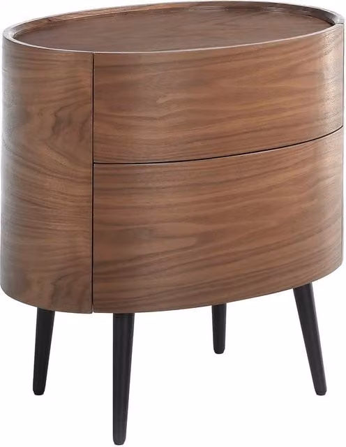 Angel Cerda Walnut Bedside Table in Brown with Black Steel Legs, W: 60 cm, D: 42 cm, H: 60 cm