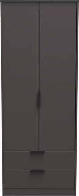 2 U Fuji Ready Assembled 2 Door 2 Drawer Wardrobe in Dark Grey