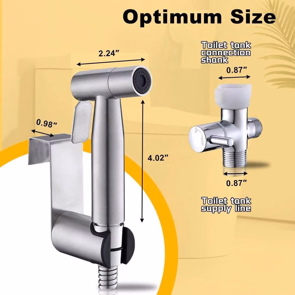 Kelvenix Jet Handheld Bidet Toilet Spray in Silver, Wall Mounted Stainless Steel – 2