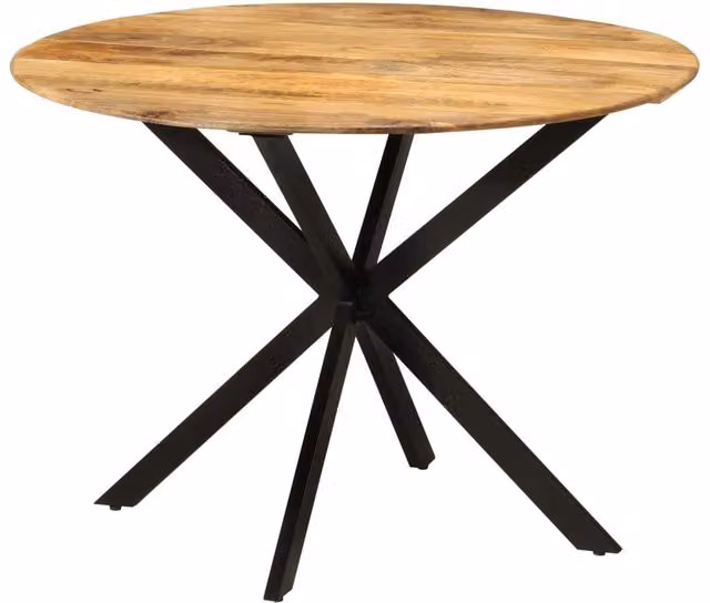 Berkfield Home Round Mango Wood and Steel Dining Table in Brown, Diameter: 110 cm, Height: 78 cm – 1