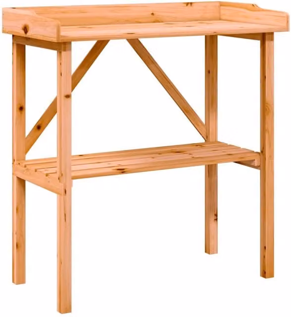 Berkfield Home Brown Solid Wood Fir Plant Table with Shelf, W/D/H: 78 x 38 x 82.5 cm – 1