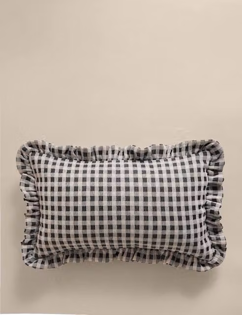 M&S Chenille Woven Country House Bolster Cushion in Grey