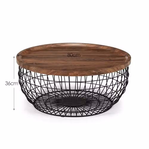 Julian Bowen Smithson Round Storage Coffee Table in Walnut and Black – 3