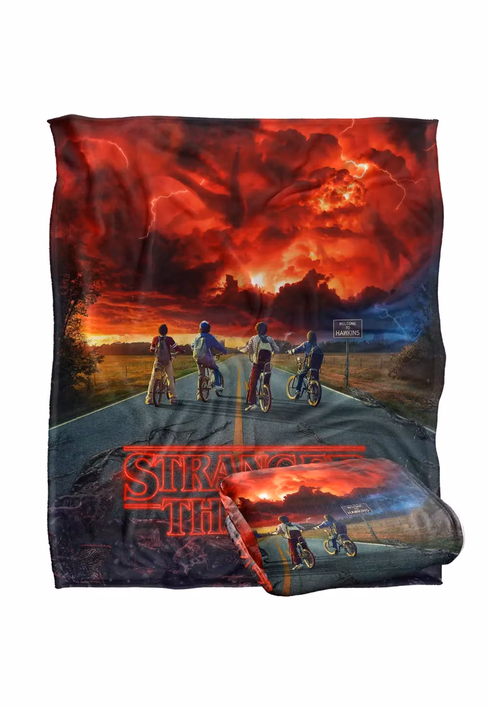 Stranger Things Mind Flayer Officially Licensed Silky Touch Super Soft Fluffy Throw Blanket, White and Multicolour, W: 152 cm, D: 127 cm – 2