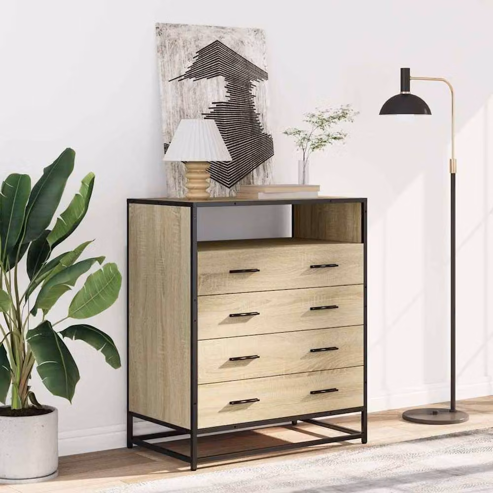 Berkfield Home Drawer Cabinet in Sonoma Oak, Beige, W/D/H: 70 x 41 x 83.5 cm – 3